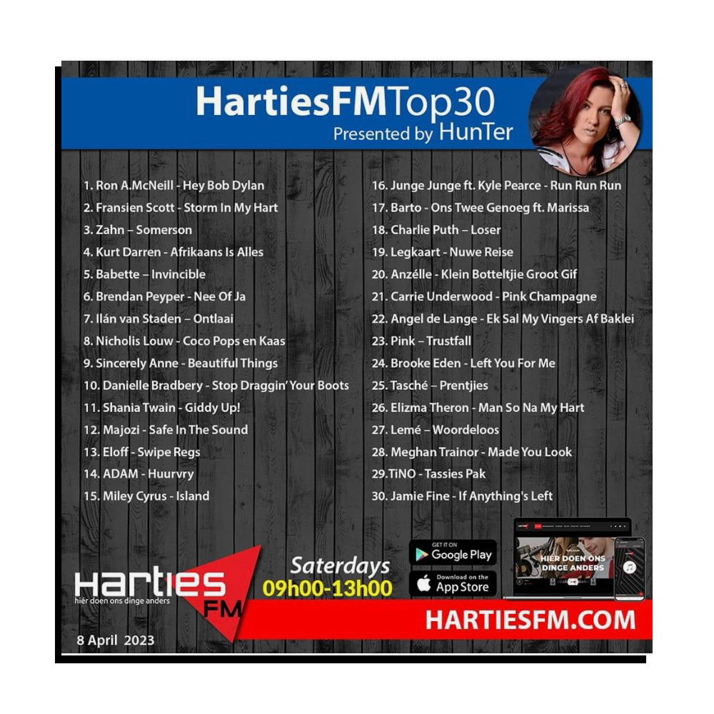 #1 ON HARTIES FM TOP 30